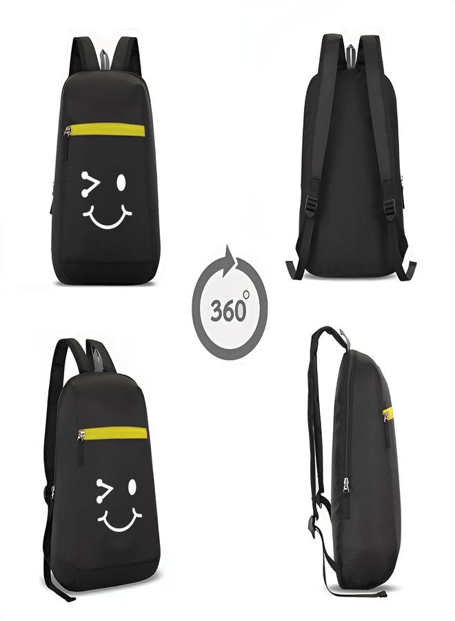 H-Hemes Small Backpack, Compact Backpack Mini Backpack Lightweight, Durable, Everyday Use Small Backpack for Travel, Gym, and Outdoor Activities 11L Backpack (Black & Yellow) - Image 5